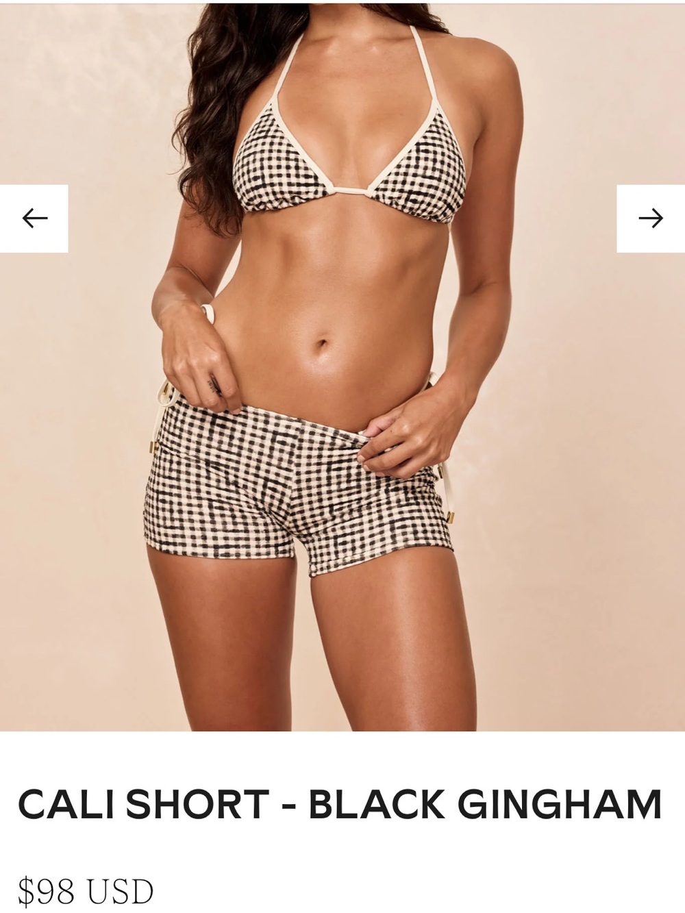 Monday Swimwear Black and Cream Gingham Bikini Bottoms